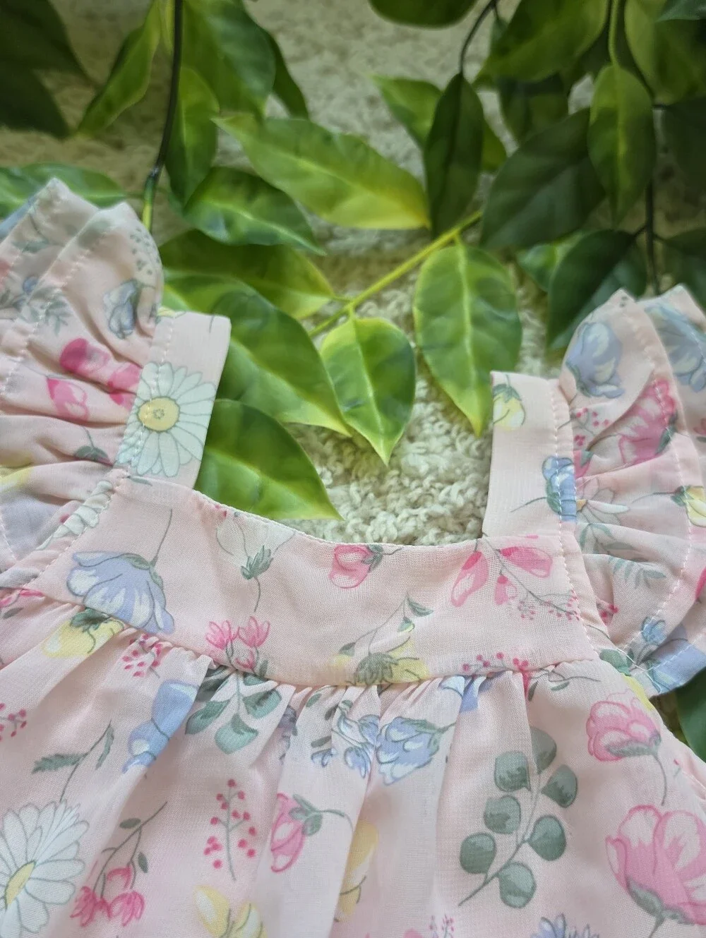 Baby Girl Floral Bubble Romper (6-9 Months)
